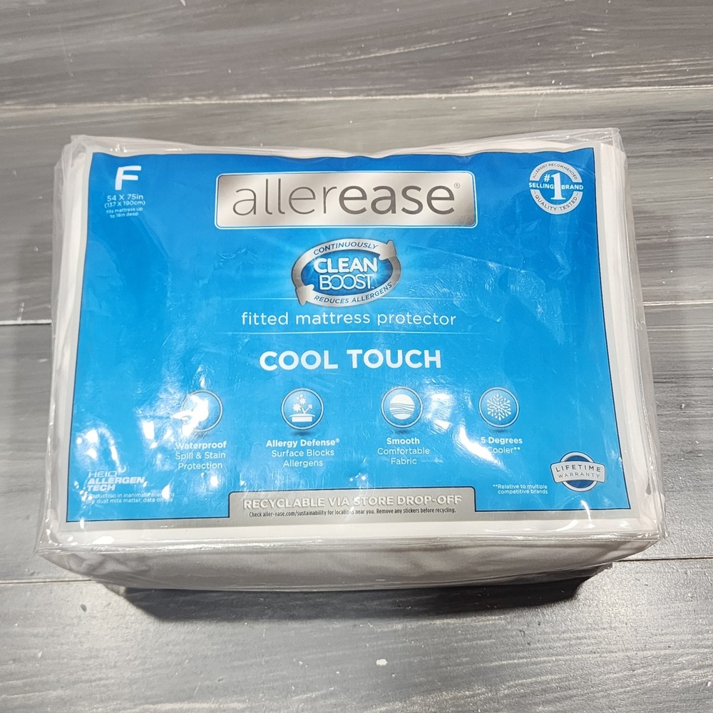 Allerease‎ CleanBoost Cool Touch Full Fitted Mattress Protector Waterproof White